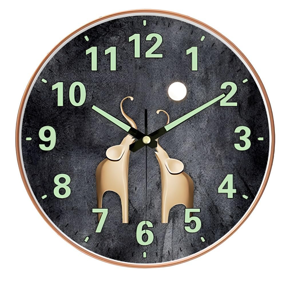 Ash & Roh Premium Round Wall Clock for Home Decor | Silent Non-Ticking Analog Clock with Wood Grain Design | Modern Decora...
