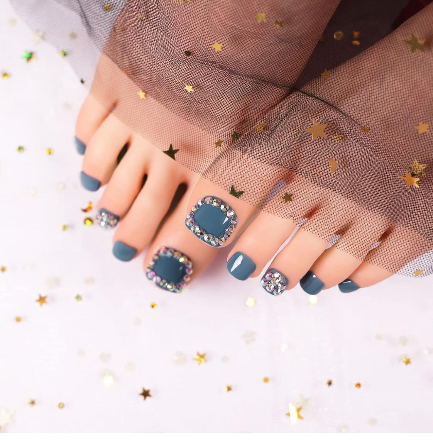 Full Cover Short False Nails Glitter Design Press Artificial Nail Art Tip