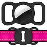 for Airtag Dog Collar Holder, Air Tag Protective Cat Airtag Dog Collar,Silicone AirTags GPS Tracking Accessories,Air Tags with Bone Pattern (1 Pack(Black))