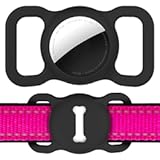 for Airtag Dog Collar Holder, Air Tag Protective Cat Airtag Dog Collar,Silicone AirTags GPS Tracking Accessories,Air Tags with Bone Pattern (1 Pack(Black))