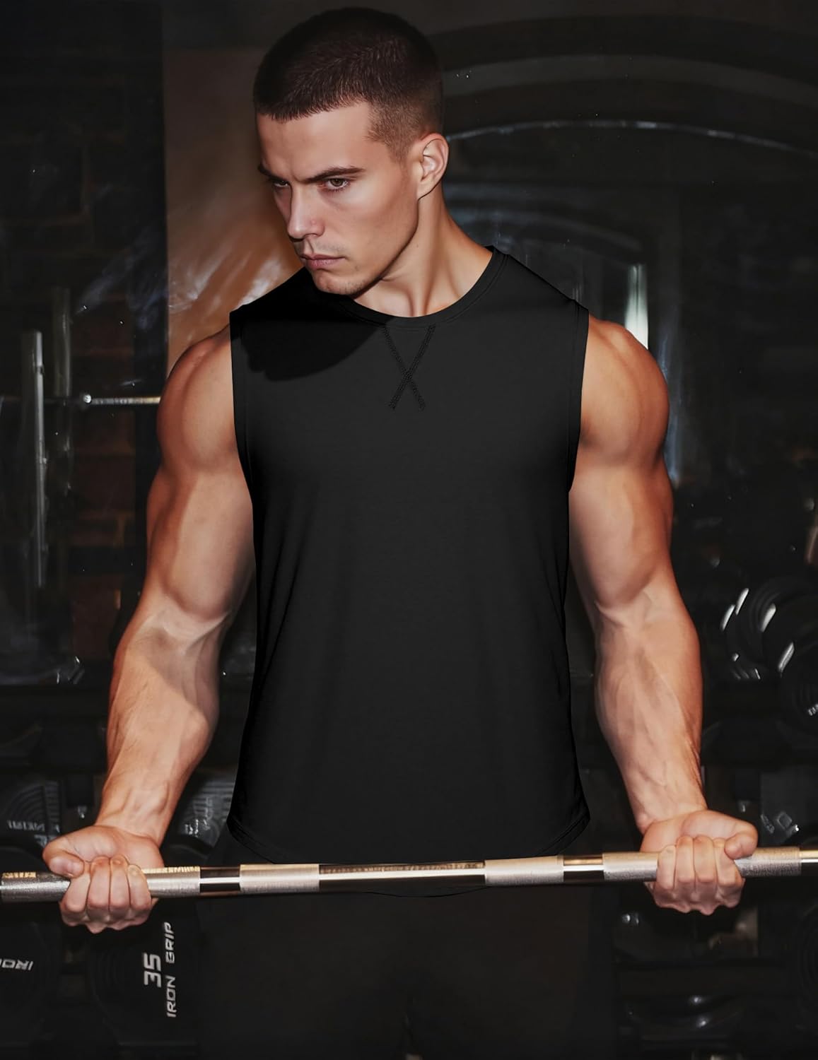 JMIERR Mens 3 Pack Cotton Tank Top Hipster Hip Hop Longline Crewneck Sleeveless Shirts - Image 6