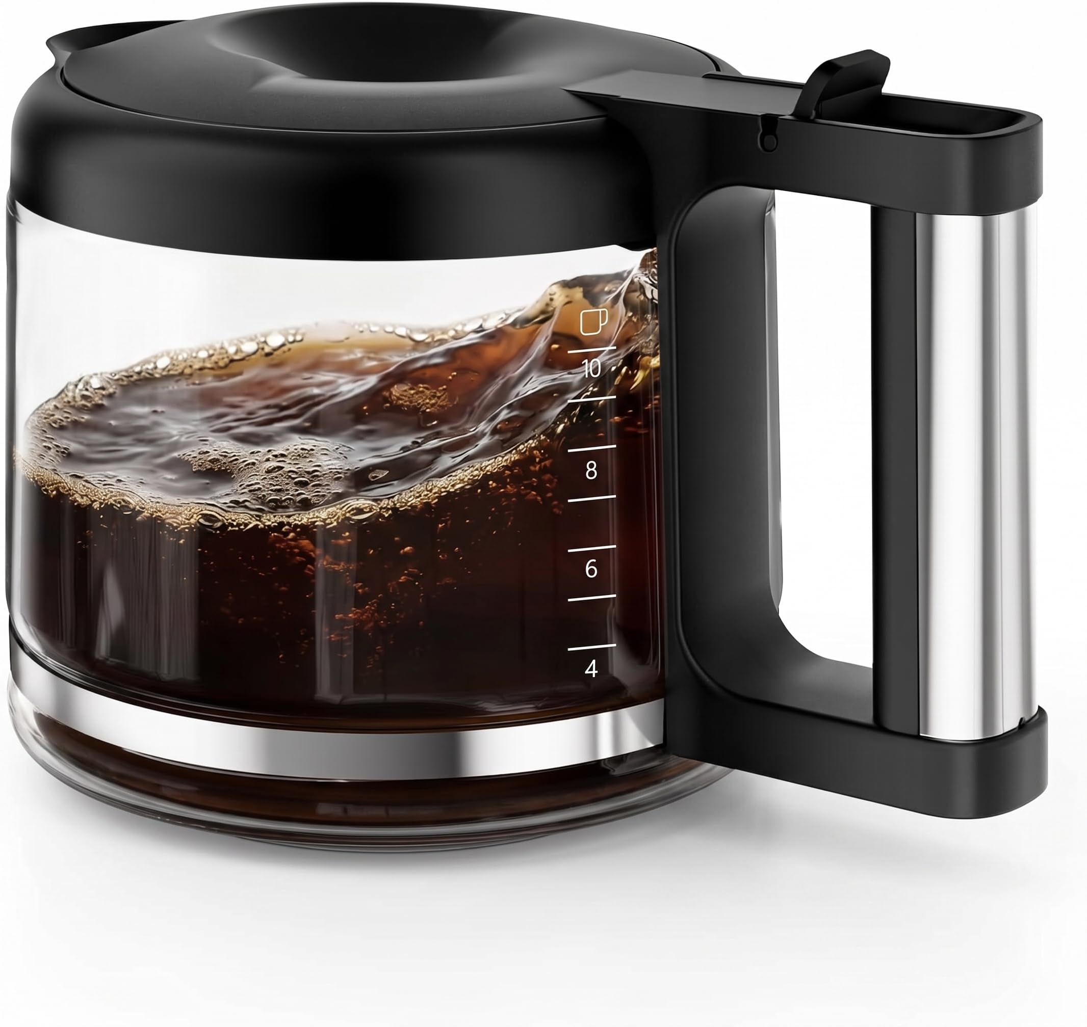 Photo 1 of 10 Cup Glass Carafe for De'Longhi Coffee Maker & Machine, Coffee Pot Replacement Parts Compatible with Models COM532M, 3066, 3067, 3093, 3094, 3111, 3112, KF140, KF863 & BCO Series, Dishwasher Safe