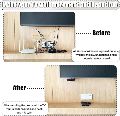 Miniatura 4 de Paquete de 6 protectores de cables de TV, kit de gestión de cables de pared de 2-38 pulgadas, ocultador de cables para TV montado en la pared, kit