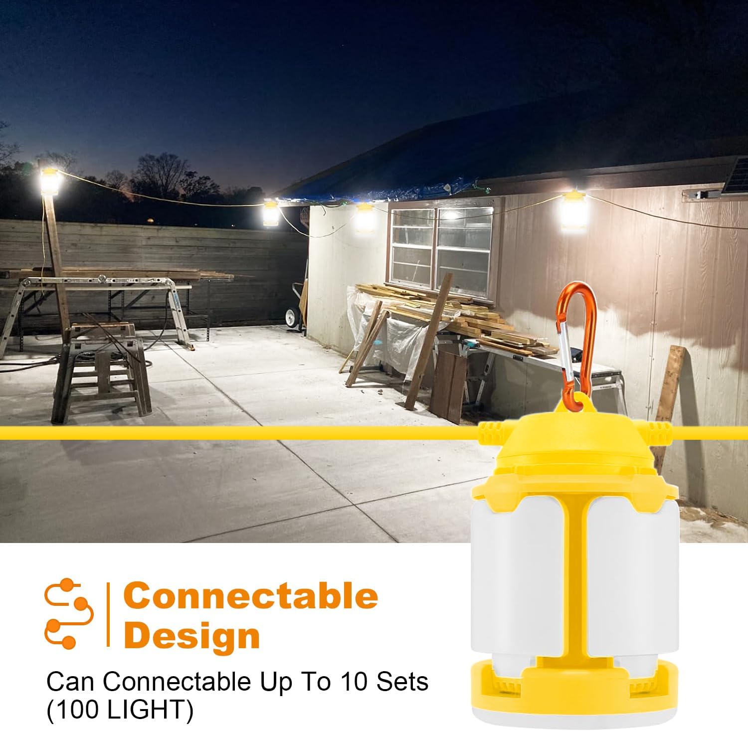 100FT LED Construction String Lights, 300W 30000LM Super Bright LED String Work Lights, Construction Temporary Lights for Construction Sites, Temporary Work, Job site, Indoor and Outdoor Lighting