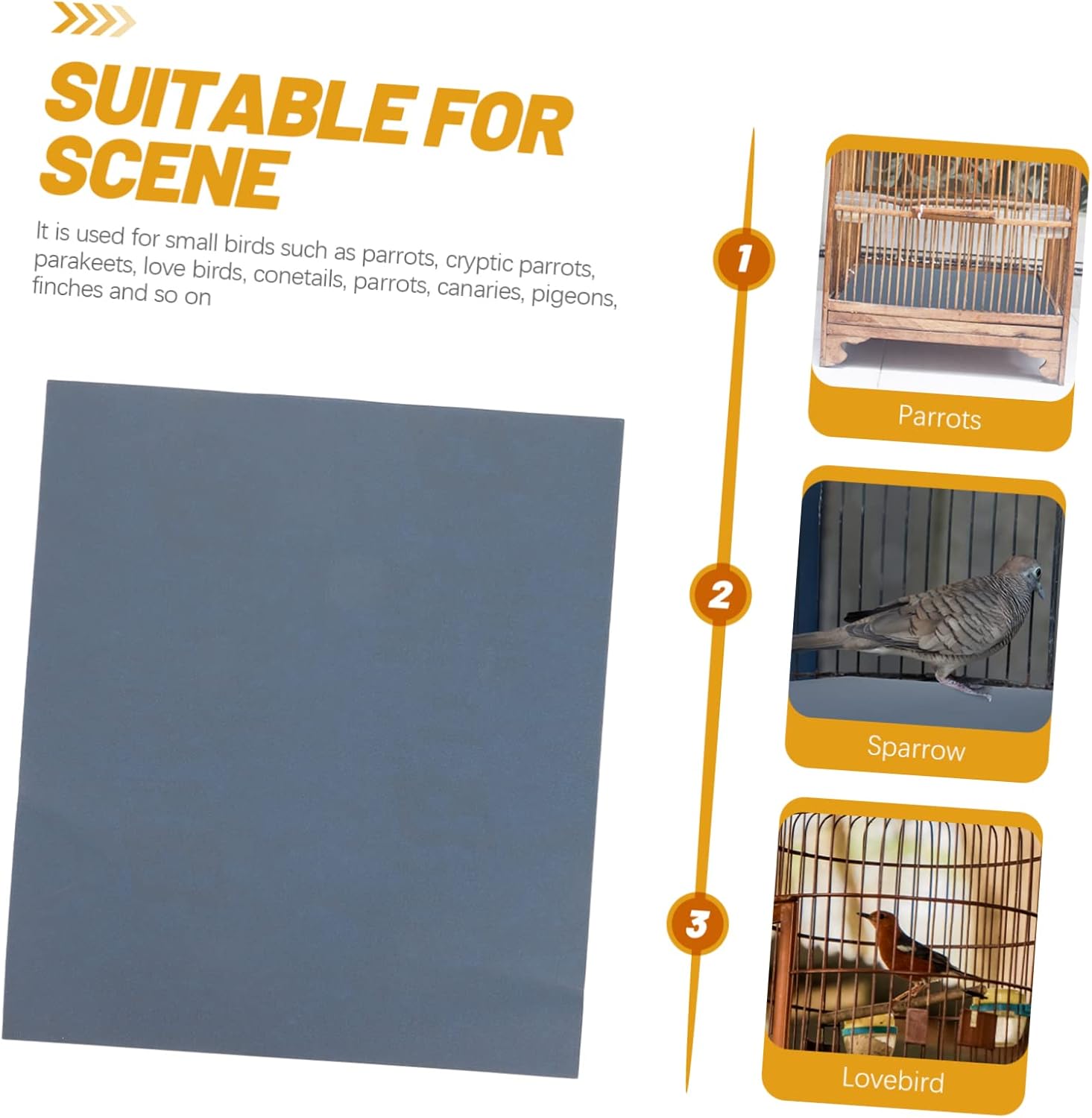 10sheets Bird Cage Liner Abrasive Sandpaper for Parrots Coarse Gravel Paper Pads Pet Cage Supply for Healthy Bird Habitat