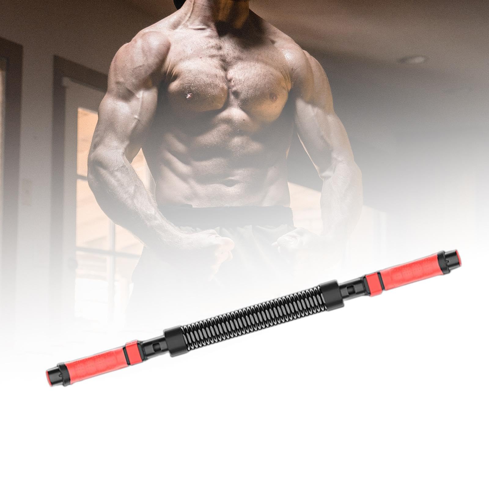 Spring Chest Power Bar Aparato para Ejercicio de Brazos y Pecho Barra Metálica Ajustable con Agarre Seguro y Expansión Muscular Adecuado para