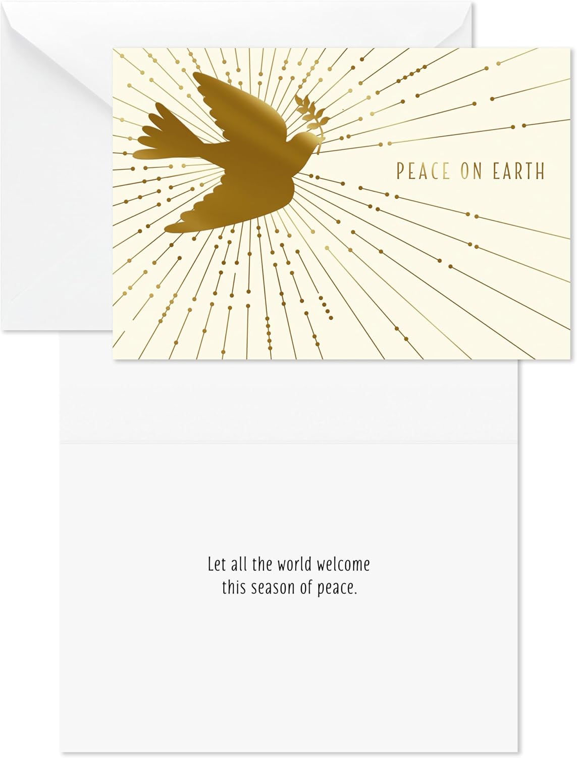 Hallmark Gold Christmas Cards (6 Cards with Envelopes) Peace on Earth, Dove - Image 2