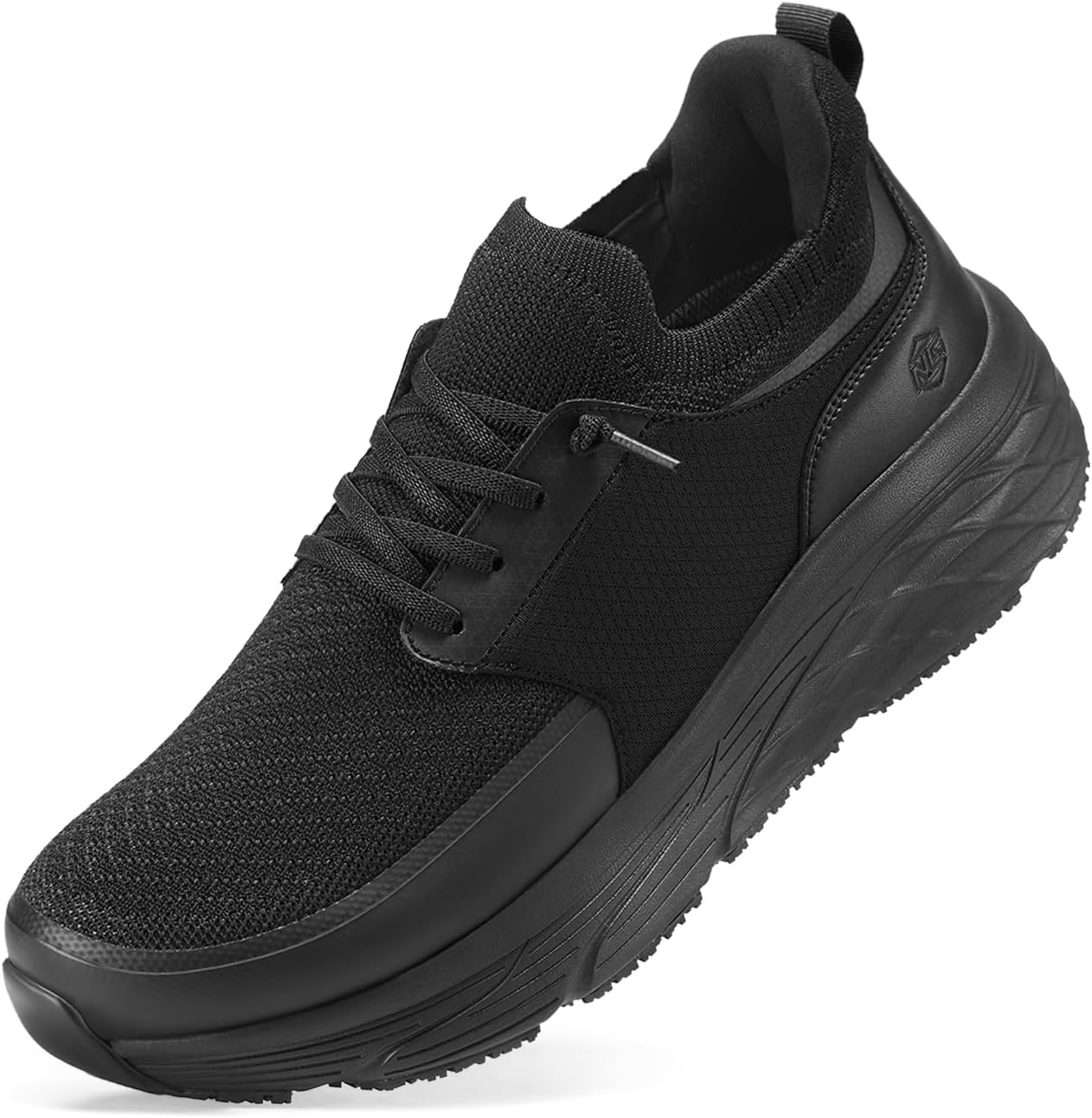 NINGO Non Slip Work Shoes for Men, Waterproof Slip On Food Service Chef Shoes, Comfortable Breathable Slip Resistant Walking Sneakers with Lightweight Shock Absorbing Midsole for Kitchen Restaurant