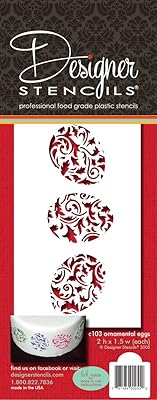 Designer Stencils Ornamental Eggs Cake Stencil, Beige/semi-transparent