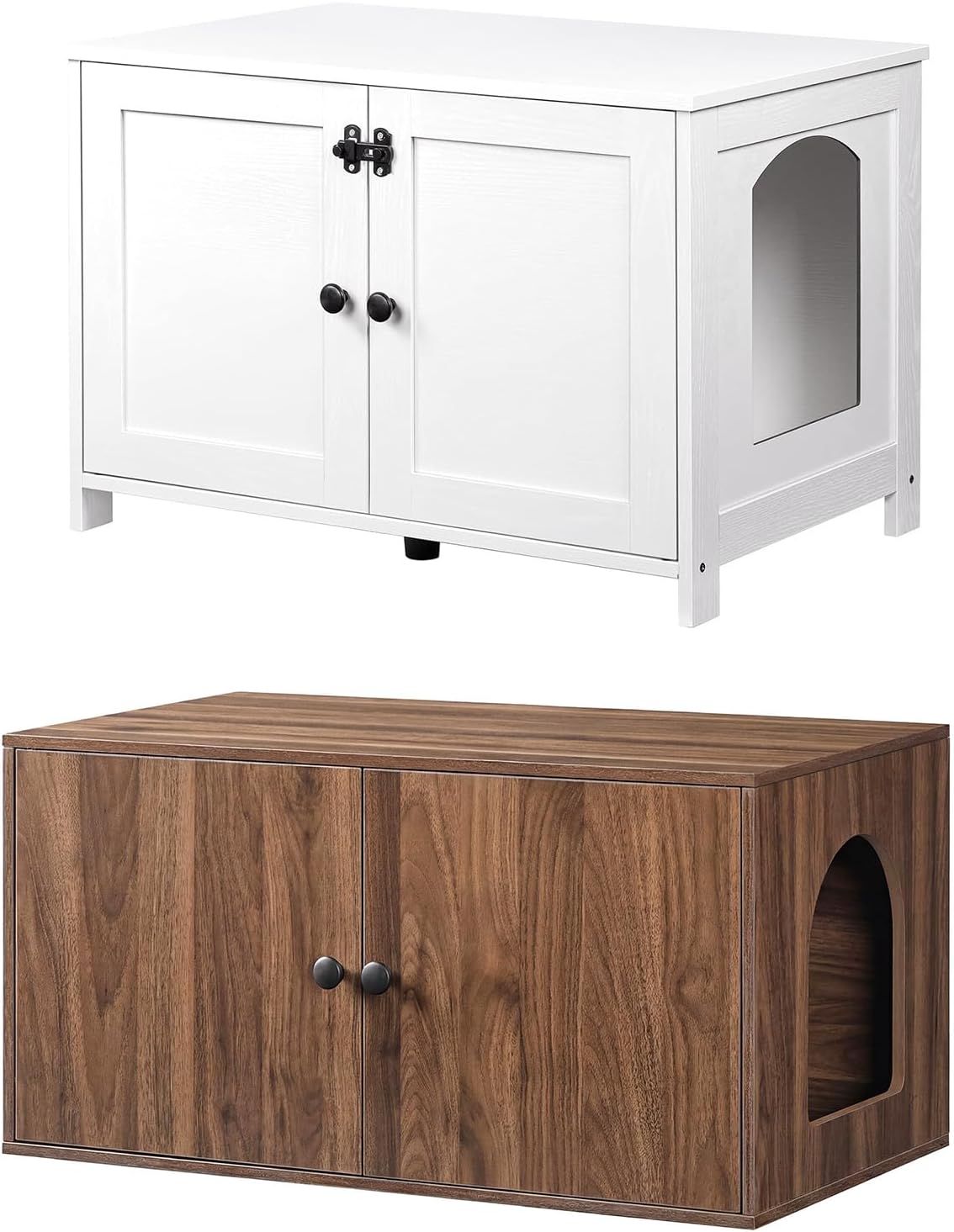 HOOBRO Cat Litter Box Enclosure Bundle, Hidden Litter Box Furniture with Side Entry, Litter Box Cabinet, Indoor Cat House, End Side Table, WT03MW01G2-WL40MW01