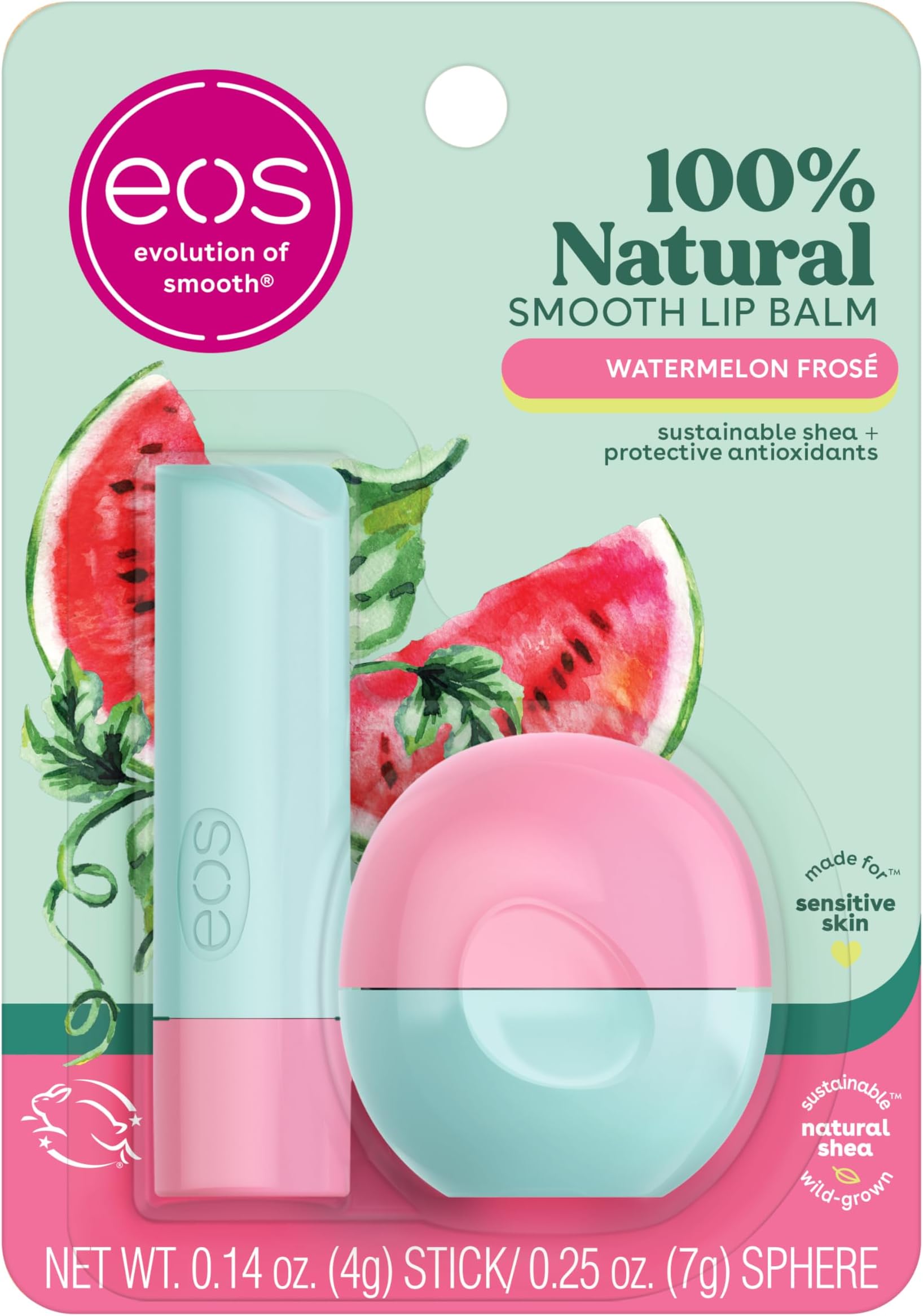 FlavorLab Lip Balm Stick and Sphere, Watermelon Frosé, Natural Shea Lip Products, 2 Count(Pack of 1)