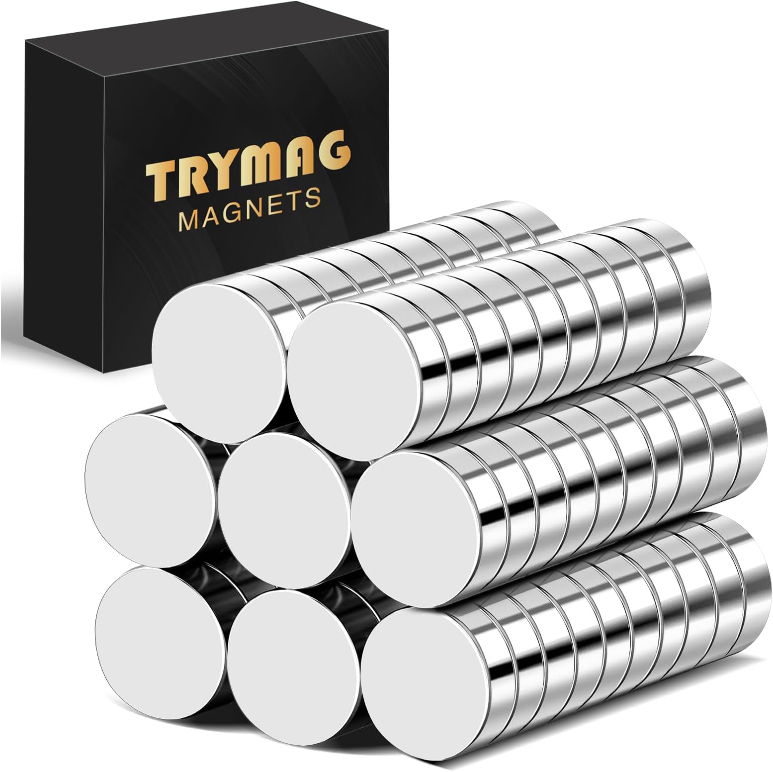 TRYMAG Small 8x2mm 80Pcs Round Magnets, Tiny Disc Magnets for Whiteboard, Fridge, Office, Hobbies, Crafts and Dry Erase Board