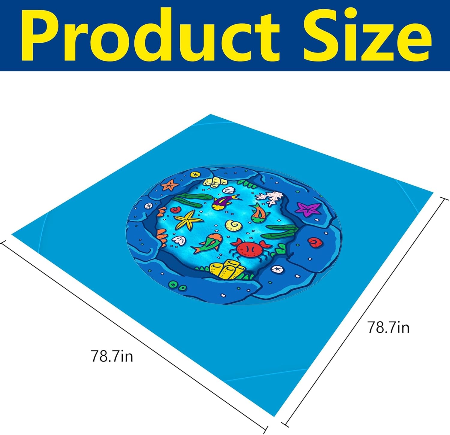 RunNico 6.6 x 6.6 Ft Portable Baby Beach Pool, Waterproof Beach Pool Blanket for Toddler with Water Bag, Collapsible Beach Puddle Mat for Boys Girls Kids Infant Outdoor Summer Vacation