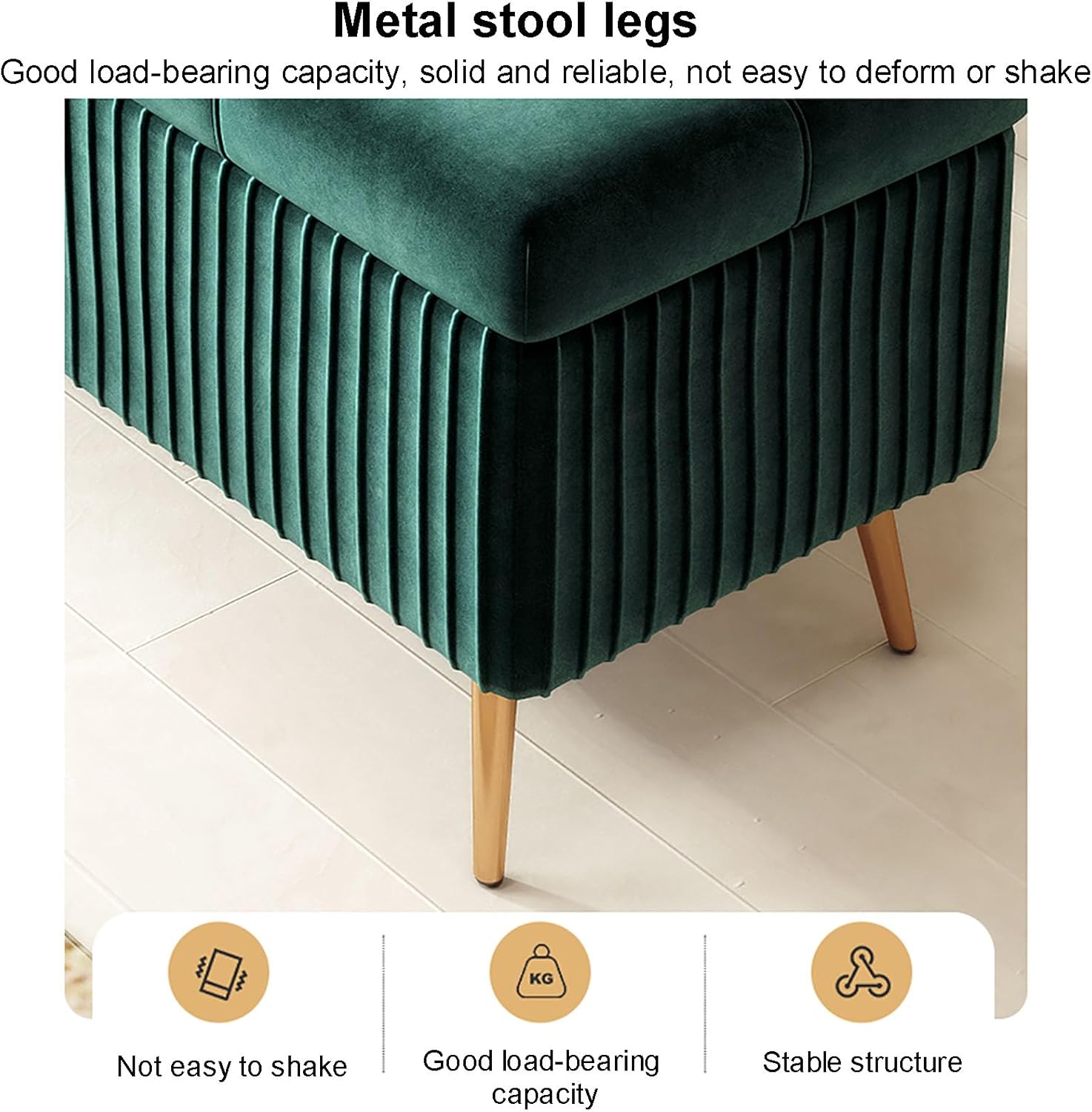 Modern Velvet Storage Ottoman Bench with Gold Base, Upholstered Bedroom Bench for End of Bed Tufted Footstool with Flip Top for Living Room,Entryway,Dining Room(100x40x45cm(39x16x18inch), Black)