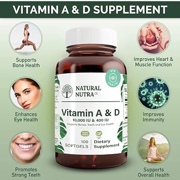 Natural Nutra Vitamin A and D, 10000 IU & 400IU, 100 Softgels