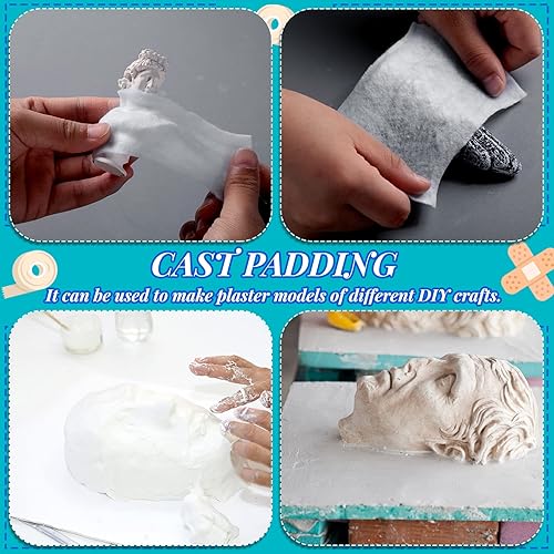 Miniatura 7 de Rollo de vendaje de gasa suave de 48 rollos de algodón fundido con tela de yeso, vendaje de gasa para proyectos de arte corporal, fabricación de