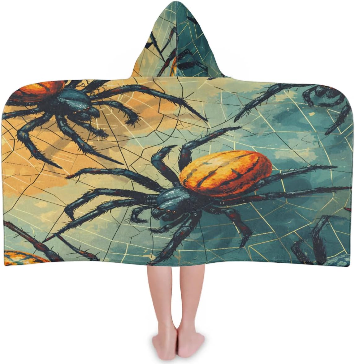Animal Spiderweb Pattern Kids Bath Towel Beach Towel with Hood Pool Cover Up for Girls Boys Soft Absorbent Hooded Bath Towel Toddler Towels for Beach, Pool