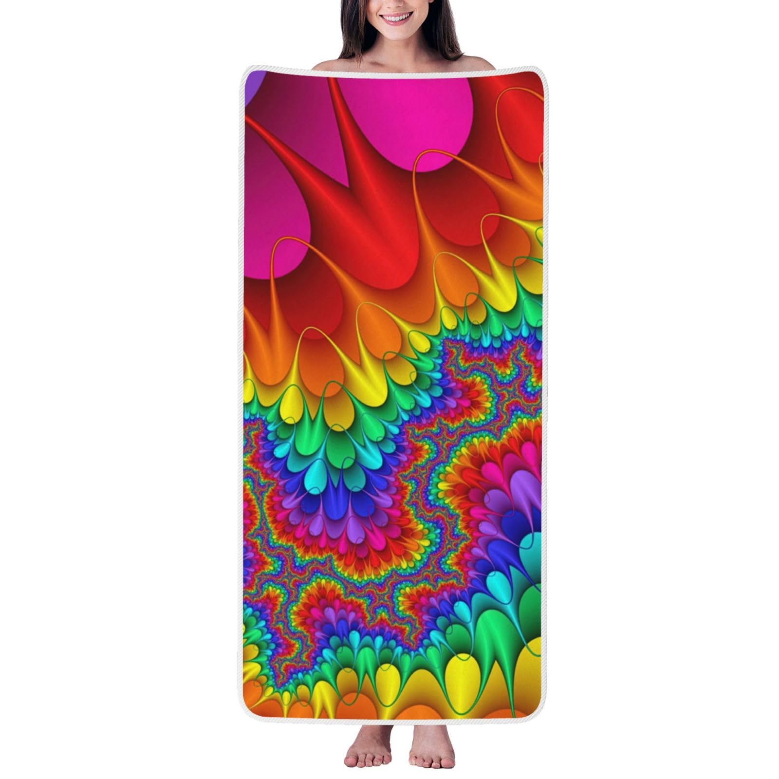 JBJGKHLP Rainbow Tie Dye-Red Print Women Men Couples Coral Velvet Bath Towel Ultra-Soft For Home Bathroom Travel