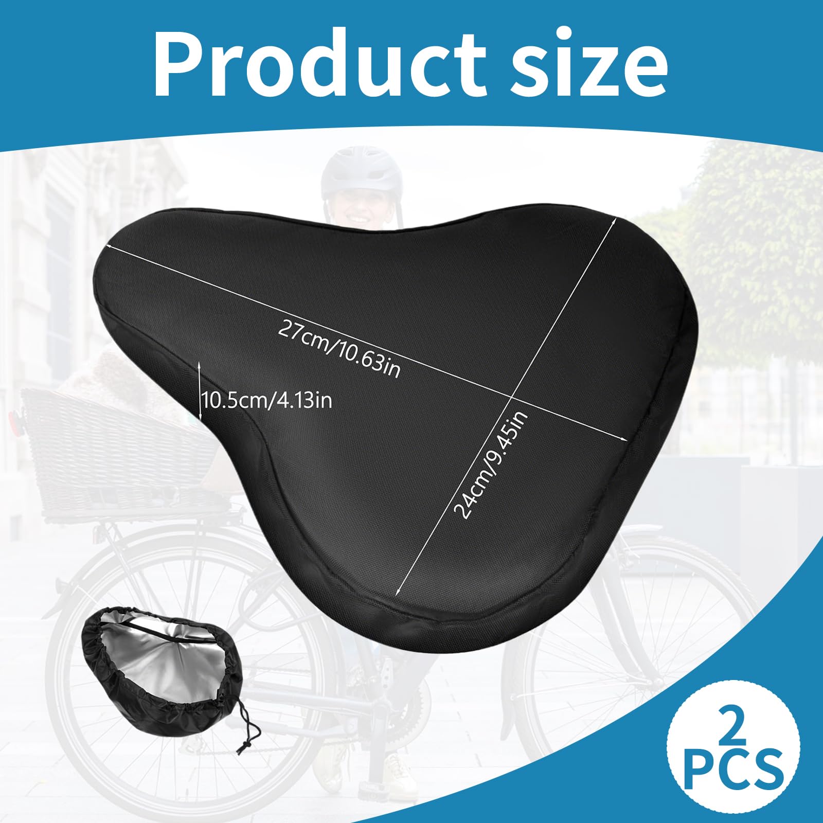 2 Pezzi Coprisella Impermeabile Bici 210D Oxford, Coprisedile Antipioggia Universale 24x27x10 cm con Coulisse, Protezione Sella MTB Strada Antipolvere Nero