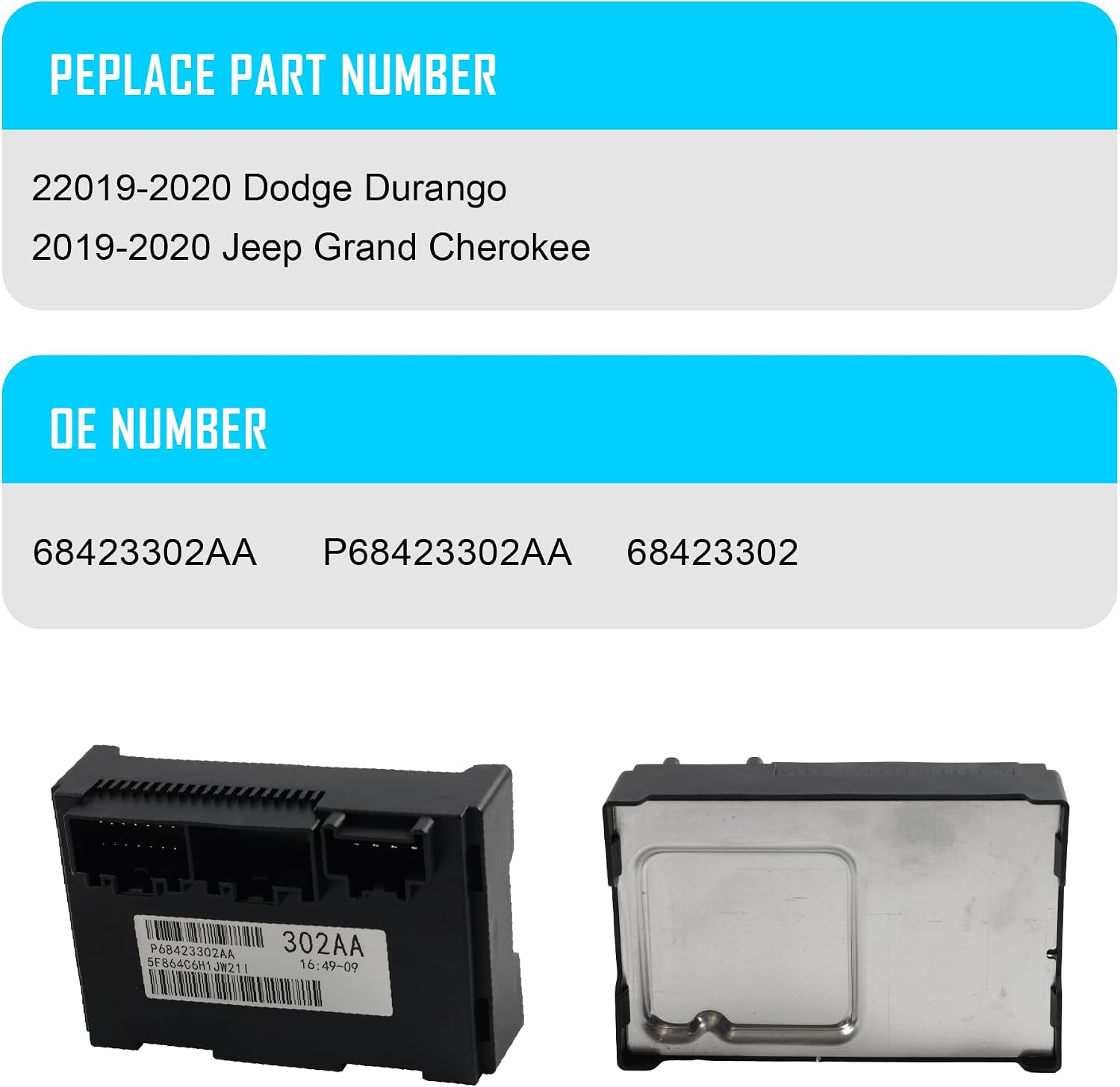 68423302AA Transfer Case Control Module Compatible with Jeep Grand Cherokee Dodge Durango 2019 2020 2-Speed Automatic Transmission Replace #P68423302AA 68423302