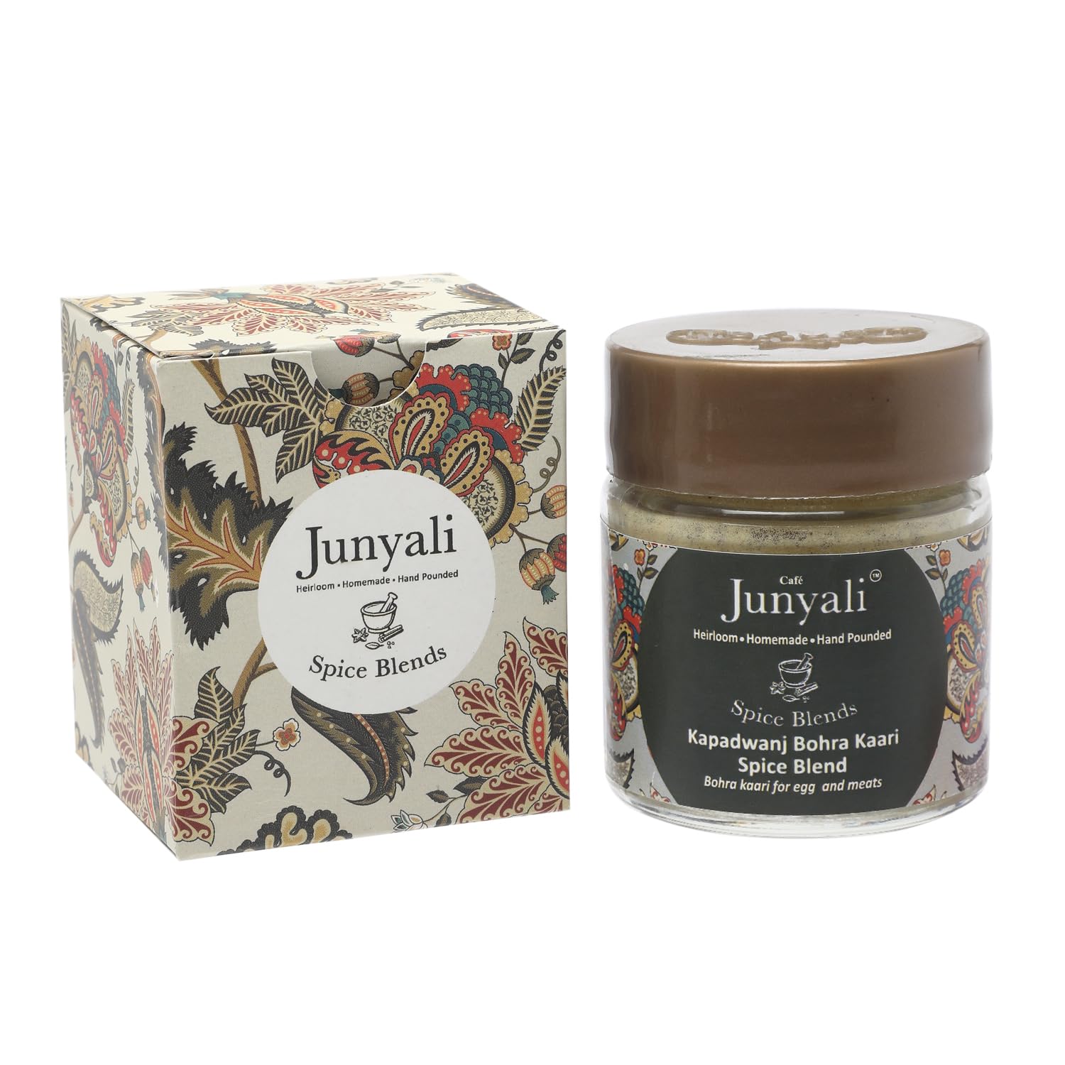 Cafe Junyali Kapadwanj Bohra Kaari Spice Blend - (50g) Authentic Hand-Pounded Indian Masala for Bohra Kaari and Curries - Homemade with Pure Natural 1