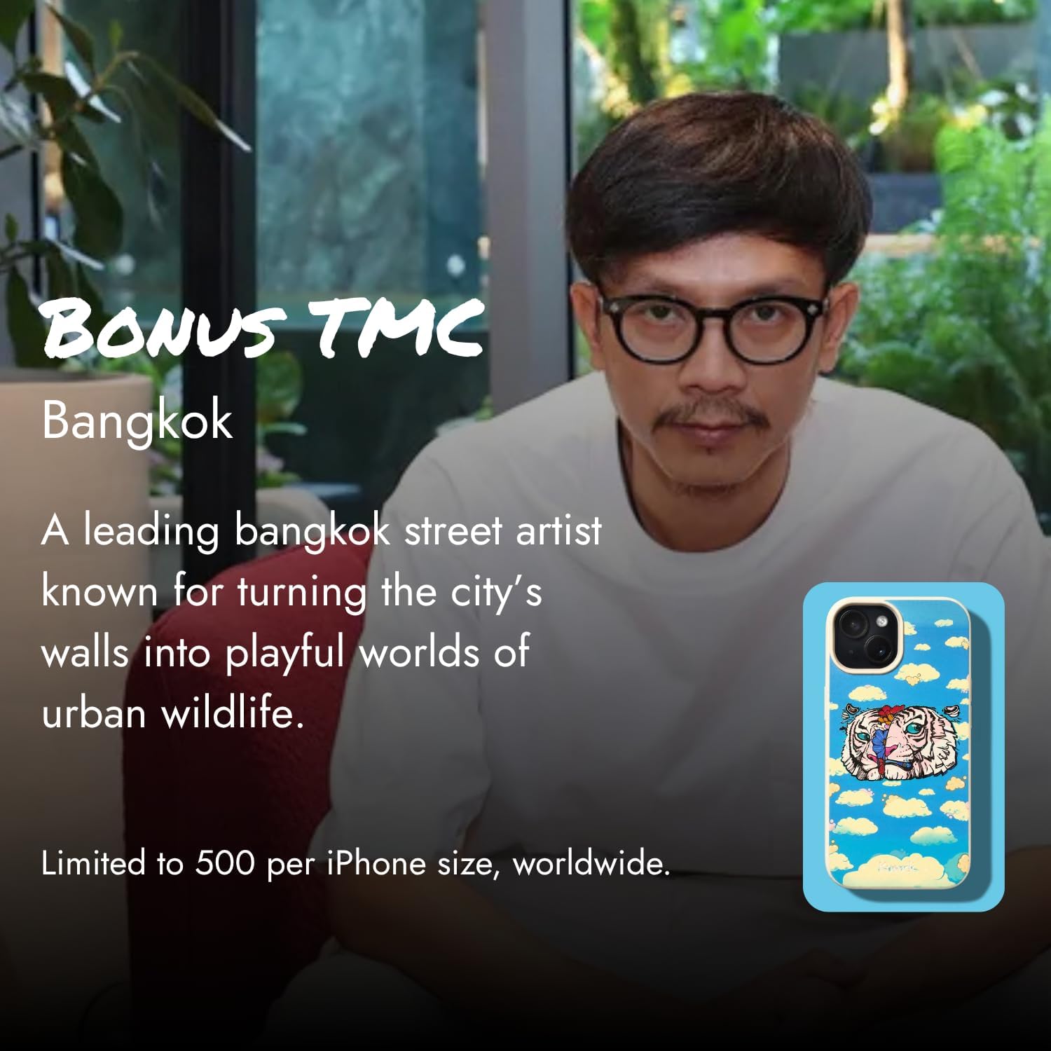 Case for iPhone 15 – Compatible with MagSafe – Limited Edition – Artwork by Bonus TMC (Bangkok) – Funds Community-Led Projects
