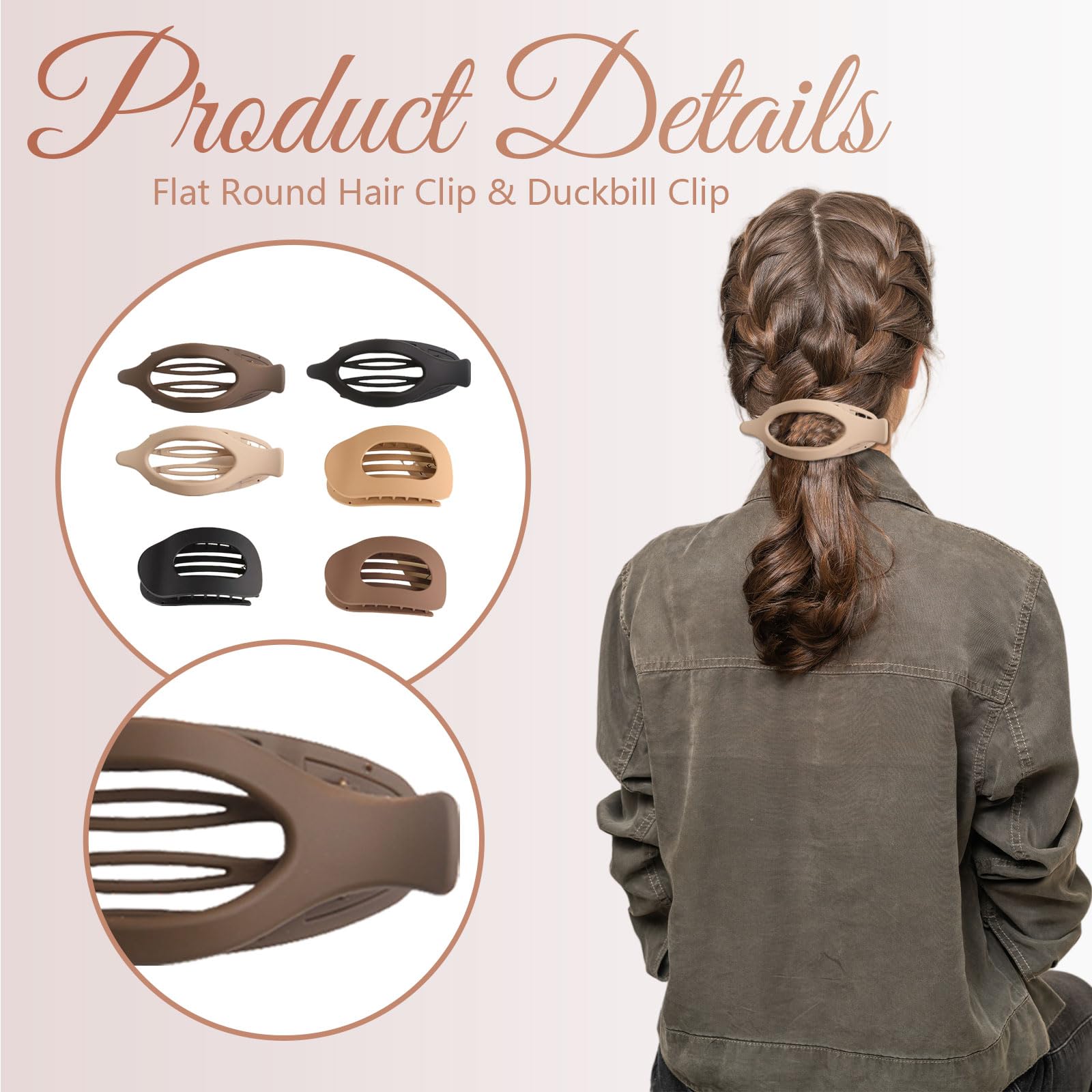 AstraGlam hair clips for women. The set comes with six clips in neutral colors - Image 3