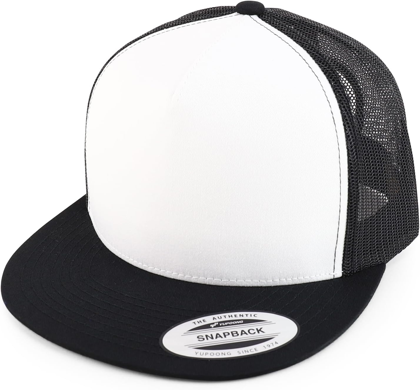 Trendy Apparel Shop Structured Plain 5 Panel 2 Tone Flatbill Mesh Classic Snapback Cap