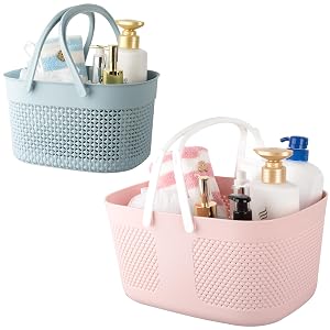 rejomiik Portable Shower Caddy Basket Plastic Cleaning Caddy Organizer Storage Tote with Handle for Bathroom College Dorm Room