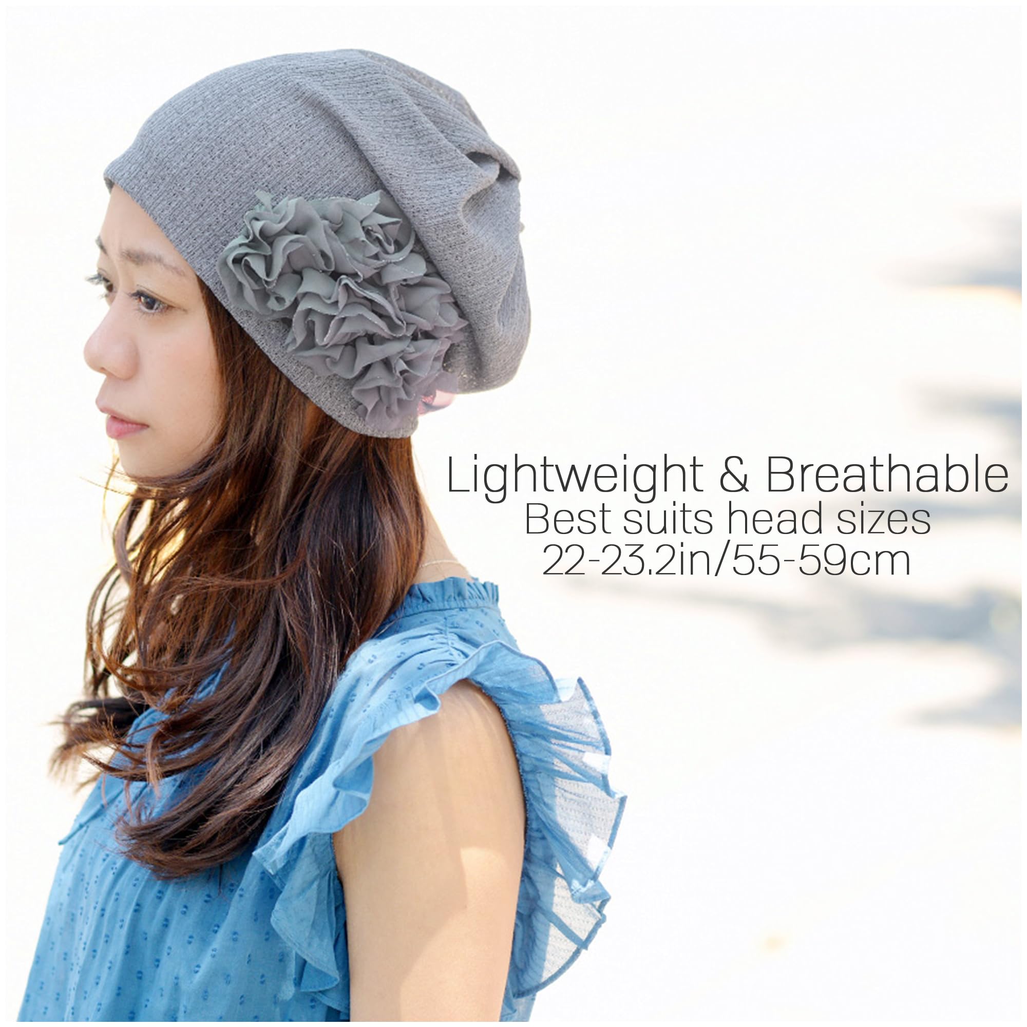 CHARM Damen 3 in 1 Multifunktionstuch - Beanie Mütze Stirnband Halstuch Loop Schal mit Blumenapplikation Sommer Winter