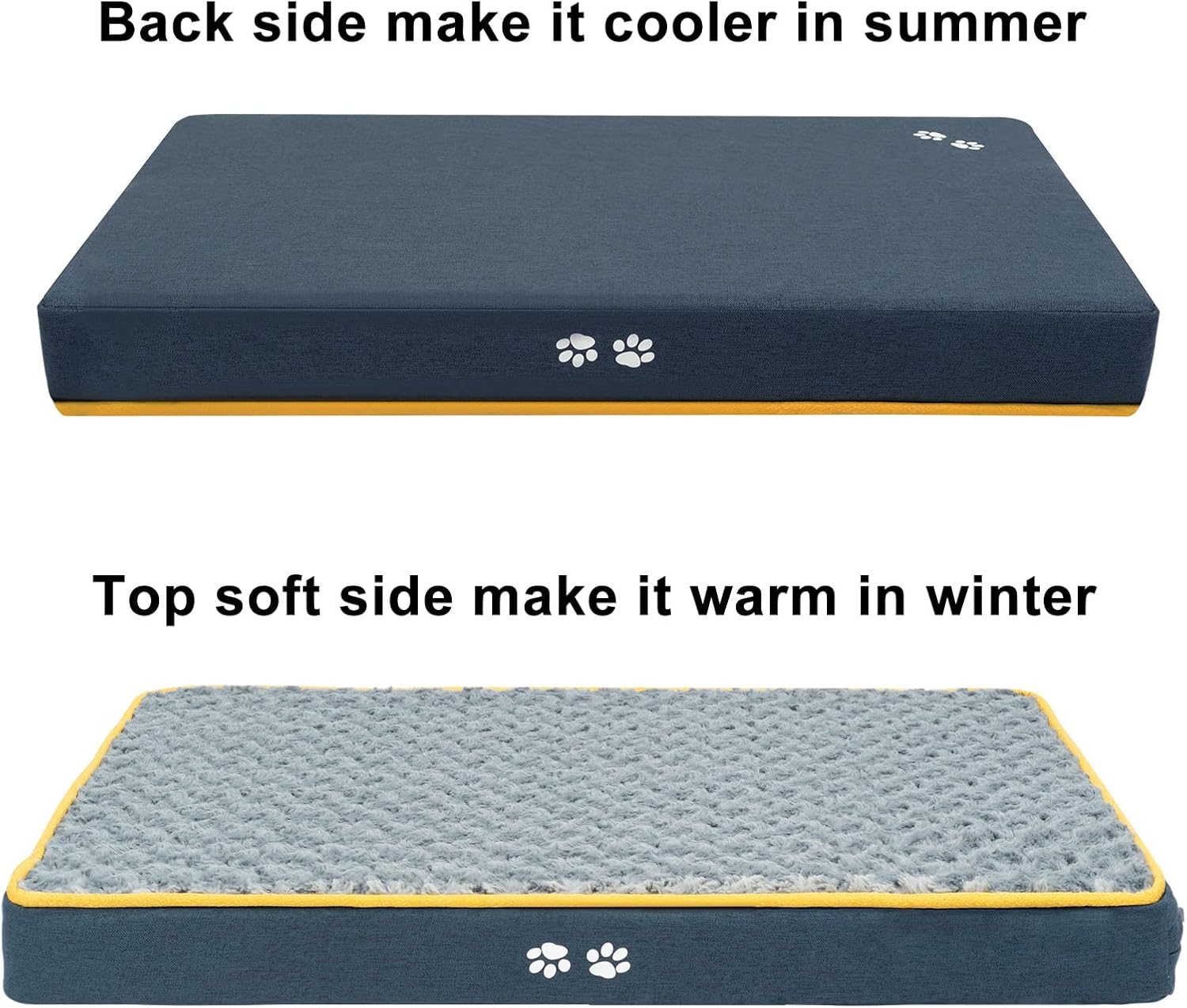 KROSER Dog Bed for Small, Medium, Large and Extra Large Dog/Cats, Dog Crate Bed with Orthopedic Egg-Crate Foam, Sleeping Pet Bed Mat(Cool&Warm) with Removable and Reversible Cover
