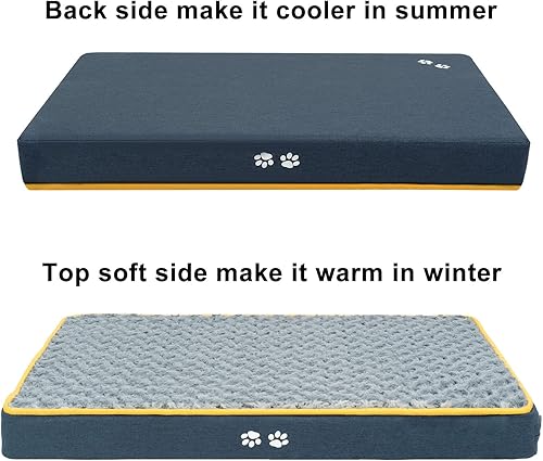 Miniatura 2 de KROSER Cama para perros pequeños, medianos, grandes y extra grandes, cama para perros con espuma ortopédica para jaula de huevos, alfombrilla de