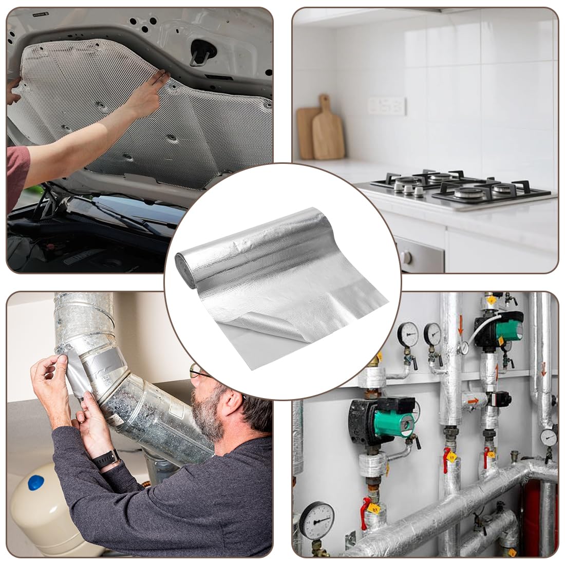 Yuragim Hitzeschutzmatte Aluminium - 60x280cm Selbstklebend Für Auto & Rohre