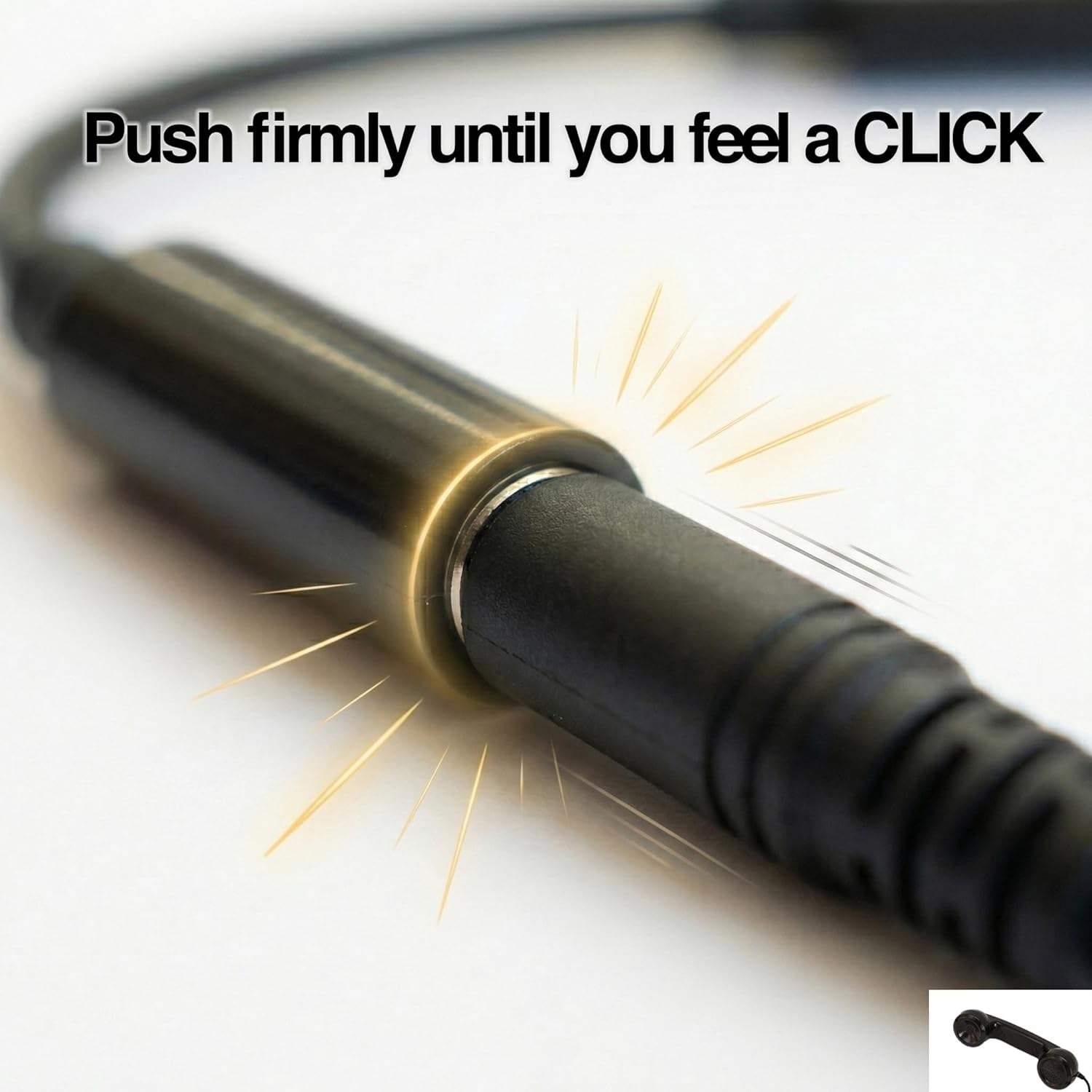 Opis Technology 60s Micro Retro Phone Handset for iPhone 7–14 (Lightning Bundle), Corded Receiver with 3.5 mm Plug, Vintage Call Handset (Black)