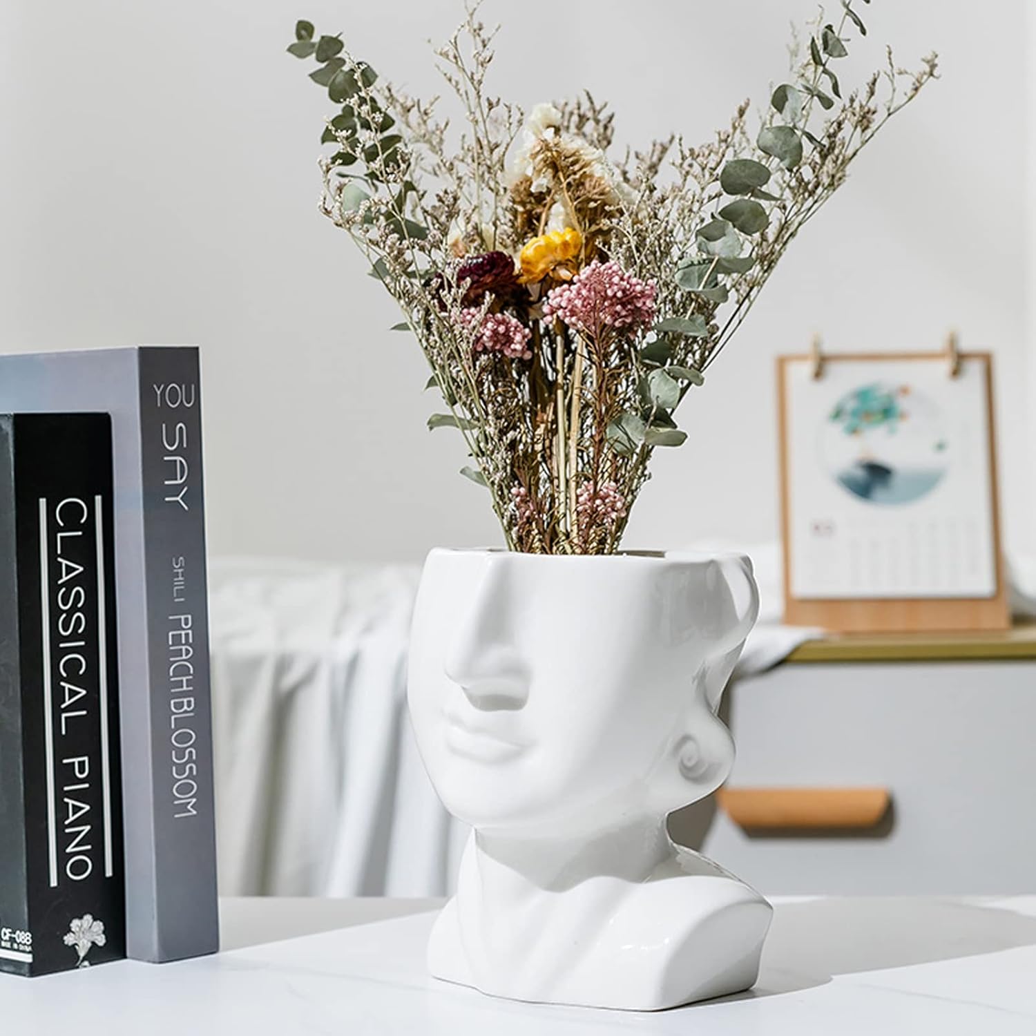 Modern Vase, Art Ceramic Vases, Unique Vase for Home Living Room Office Party Christmas Wedding Table Decoration,White