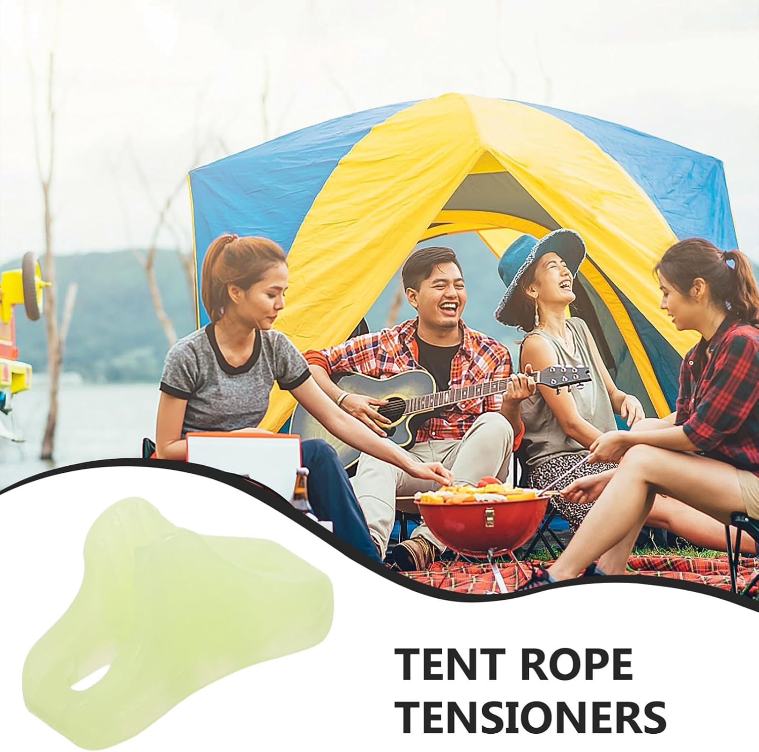POPETPOP 30Pcs Night Glow Tent Cord Fasteners Slip Rope Tensioners for Camping Wind Rope Tighteners Durable Accessories for Tents and Gear