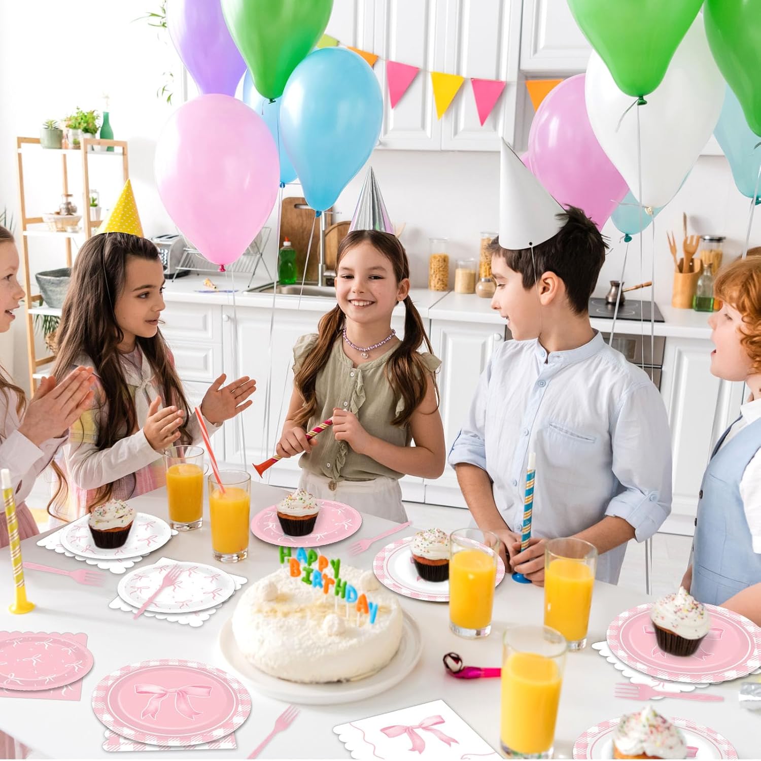 96pcs Pink Bow Party Supplies Bow Birthday Party Plates and Napkins Pink Bows Decorations for Girl Bachelorette Bridal Engagement Baby Shower Coquette Cute Tableware Dinnerware Serves 24 Guests - Image 6