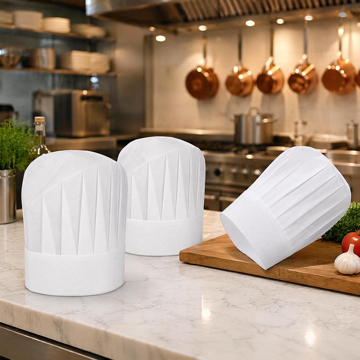 40 Pcs Chef Hats Bulk Disposable DIY White Chef Cap Bakers Hat for Baking Family Cooking Hibachi Pizza Party Supplies
