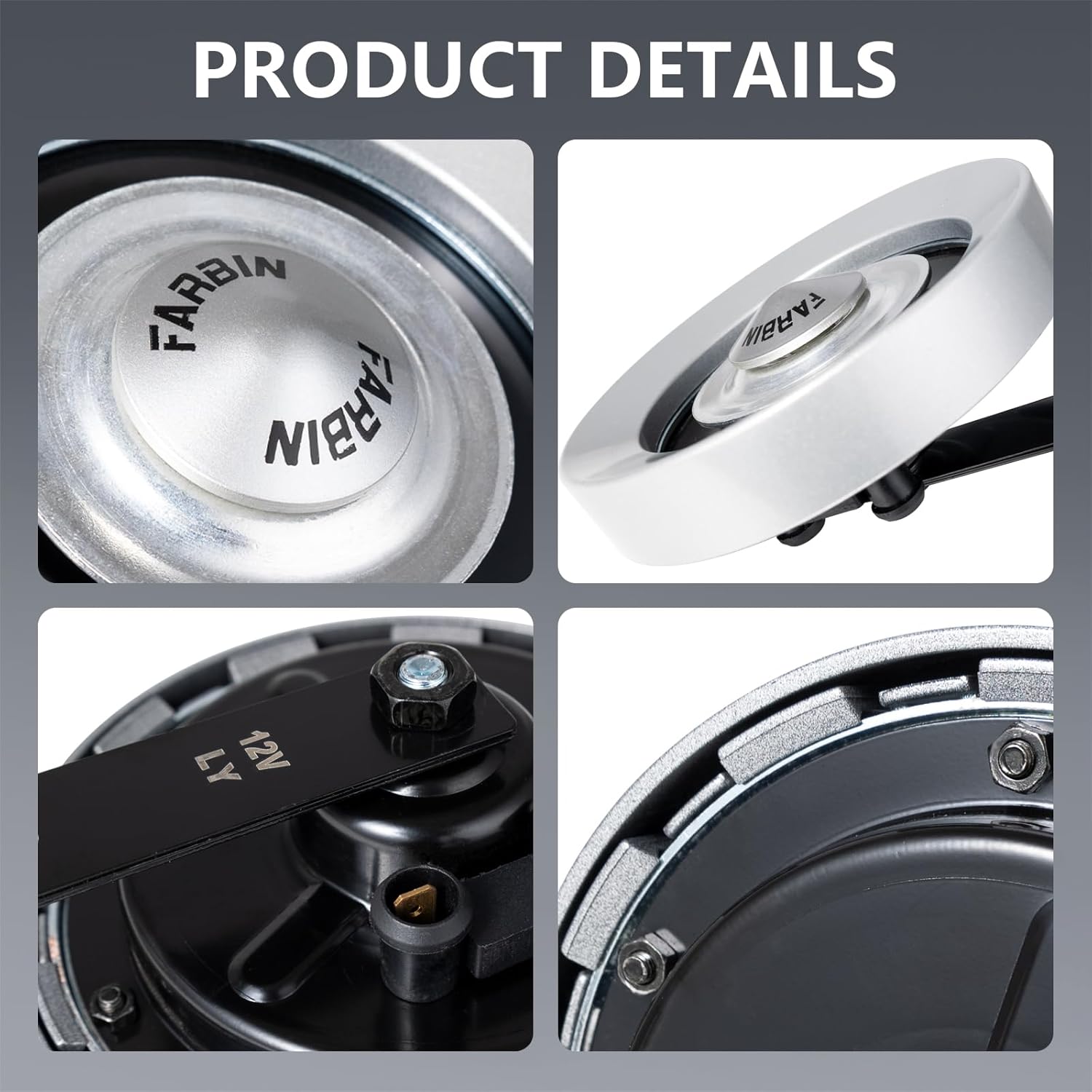 FARBIN Compact Horn 12V Car Horns Loud Dual-Tone Waterproof Auto Horns Electric Snail Horn Kit wit for Motorcycle MotorBike Car Semi Truck Pickup SUV h Relay Harness,Universal