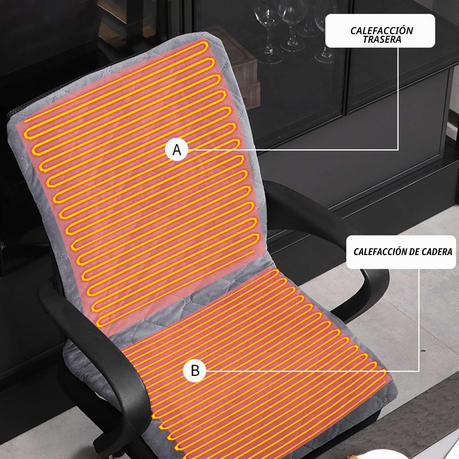 Calefacción del asiento de la silla de oficina, integrado en el cojín de la silla de calefaccion caderas y la espalda sincrónica 40x90cm