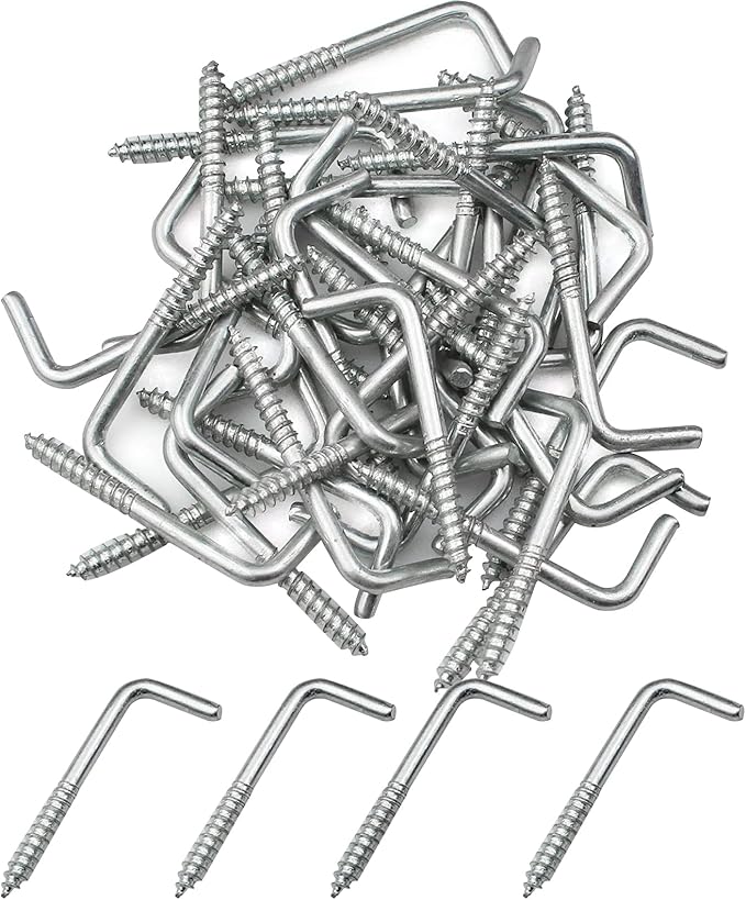 burkfeeg 40 Pcs L Hook Screws Screwin Hooks Screws Square Shouldered