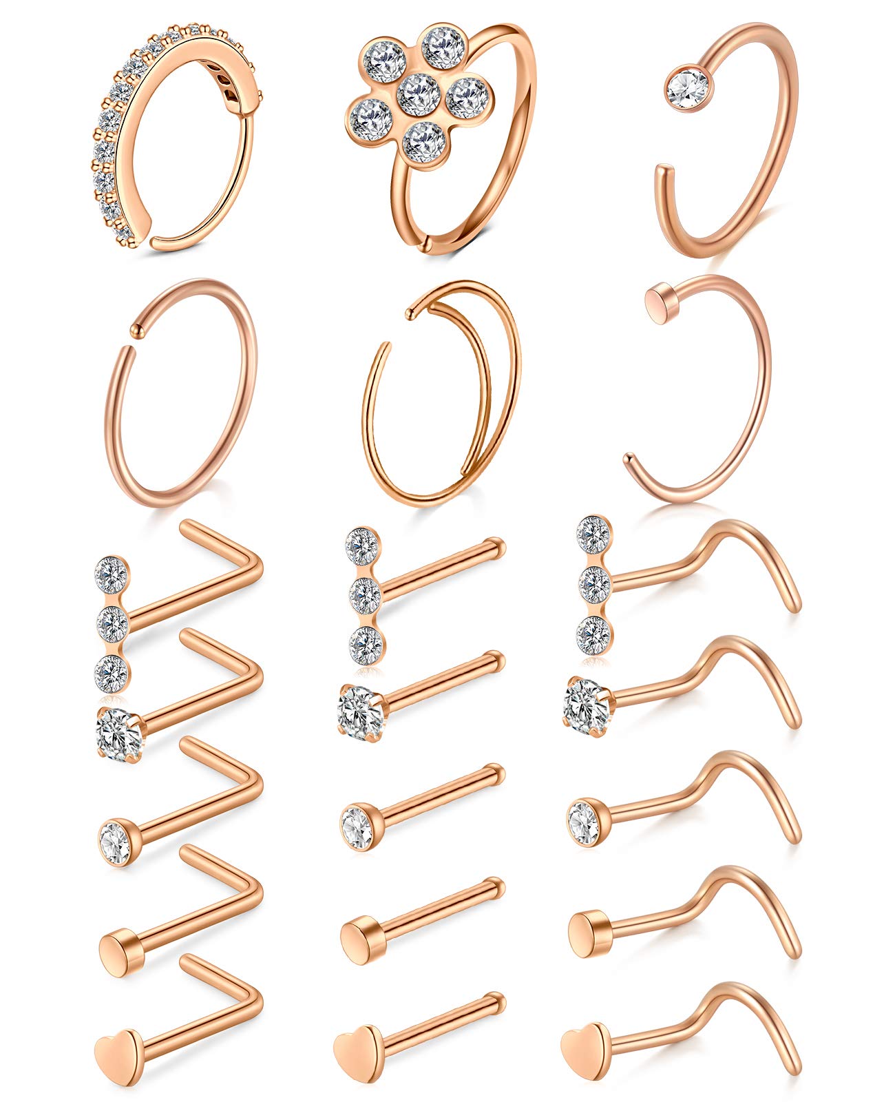 Buy Longita20g Nose Rings Hoop L Shape Nose Studs Stainless Steel Nose