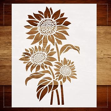 Sunflower Stencil for Painting, 8x11 Inches - Reusable Floral Stencil for Walls, Canvas, Paper