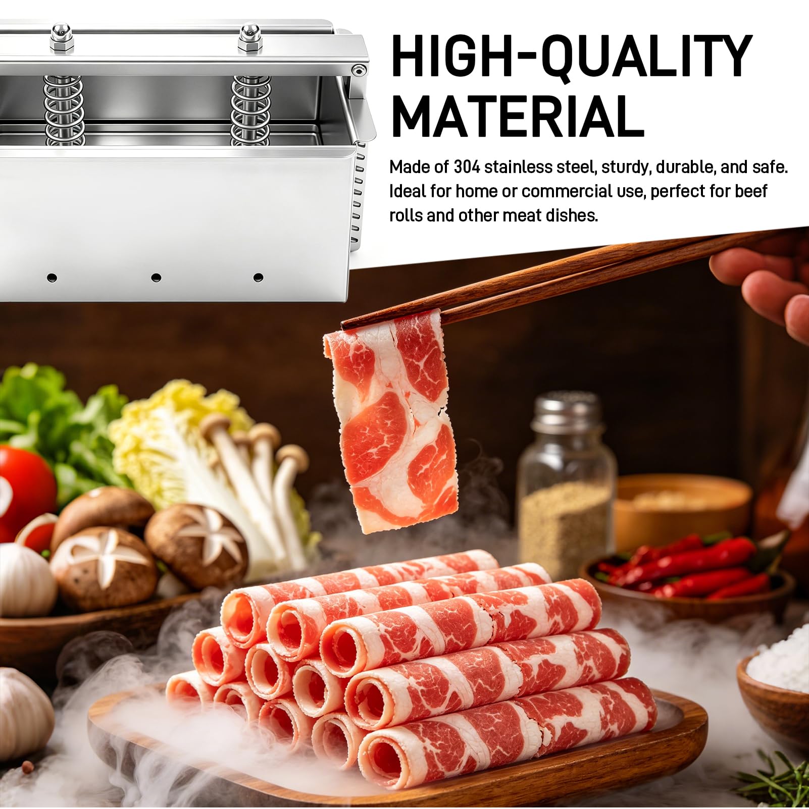 Prensa de carne de acero inoxidable 304, prensa casera de jamón con base extraíble, prensa rectangular para 1 kg de carne, práctica herramienta de cocina para carne, pecho, pechuga de pollo, rollo de