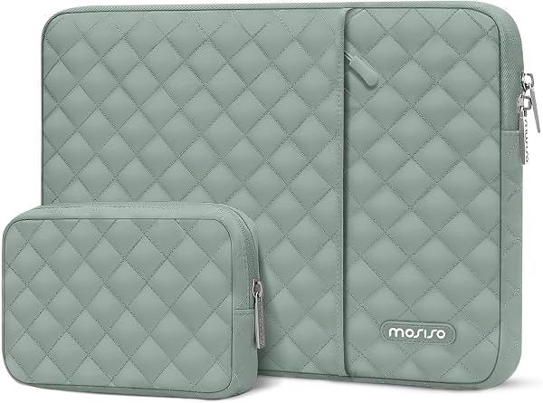 MOSISO Laptop Case, Laptop Sleeve, Square Quilted Vertical Computer Bag with Pocket&Small Case