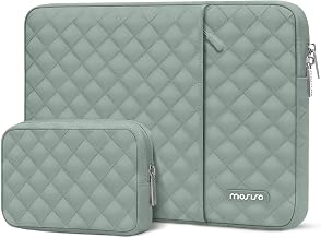 MOSISO Laptop Case 15 inch, 15 inch Laptop Sleeve, Antique Green | Compatible with MacBook Air M5 A3448 M4 A3241 M3 A3114 M2 A2941 2026-2023, Square Quilted Vertical Bag with Pocket&Small Case