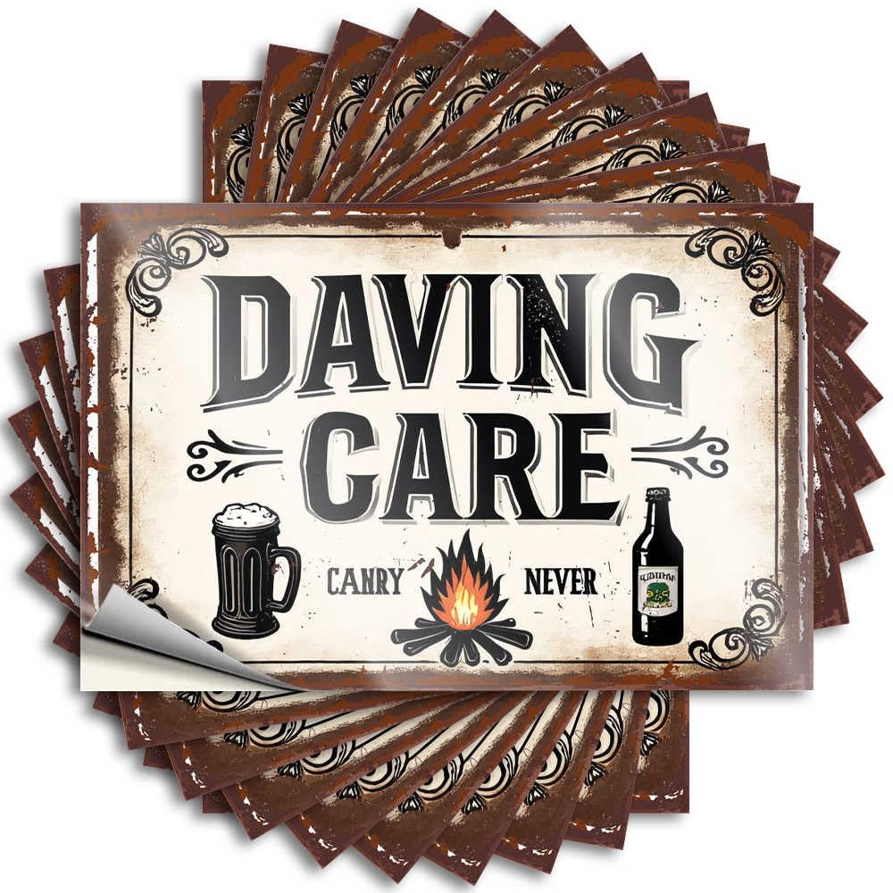 Daving Care: Enjoying Life with Beer and Fire Necessities Encouraging - Stickers Door Waterproof Decal(8X12CM)