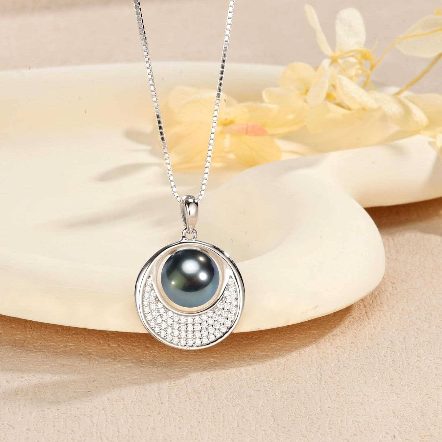 Mothers Day Gifts for Women Wife Grandma Wedding Anniversary,Tahitian Black Pearl Necklace,Valentine's Wedding Couples Birthday Christmas Day Gifts Her Jewelry - Image 2