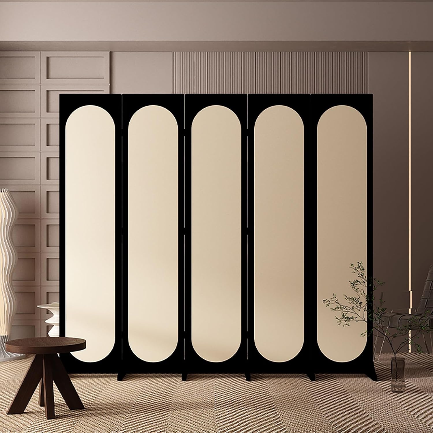 Retractable Privacy Screen for Patio, Deck & Balcony - Folding Divider Fence, 3-6 Panel Decorative Privacy Partition for Apartments & Pergolas (180x200cm)