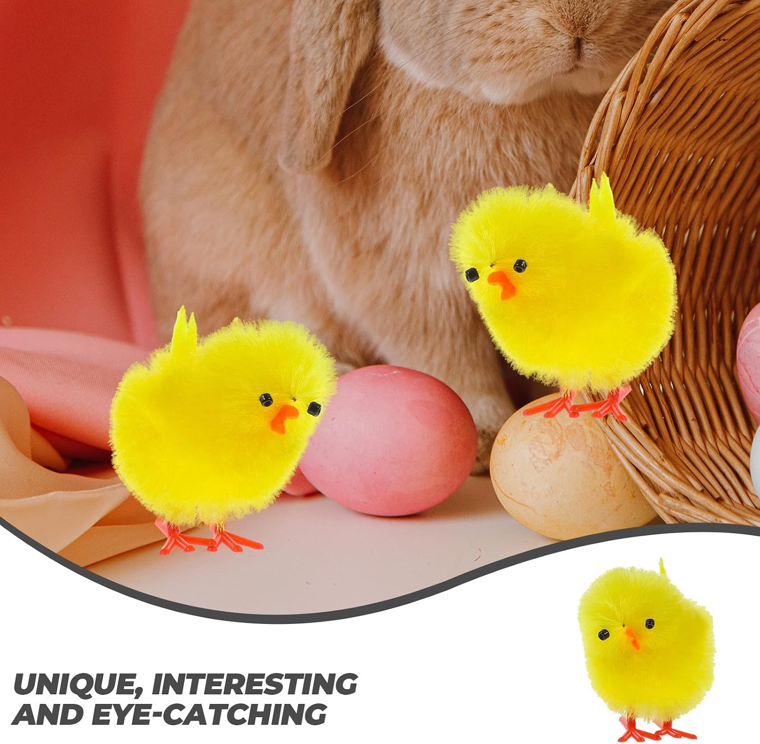 Angoily 36pcs Mini Plush Chick Figurines 1. 57 Inch Plastic Little Chick Toys for Home Party Garden Fairy Yard Decorations